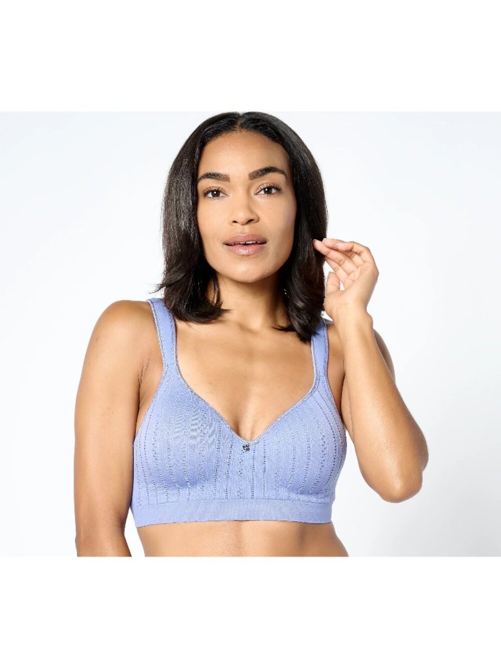 Breezies T-Shirt Bra Size 36DD Seamless Pointelle Underwire Ice Blue Lounge NEW